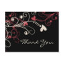 Elegant Swirls Thank You Black Postcard