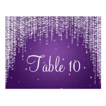 Elegant Table Number Night Dazzle Purple Post Cards