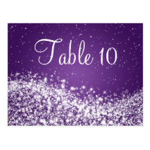 Elegant Table Number Sparkling Wave Purple Post Card