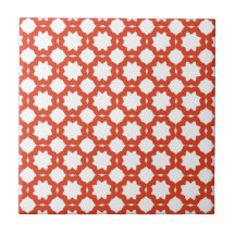 Elegant Tangerine Tango Stars Pattern Tiles