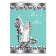 Elegant Teal Blue High Heel Shoe Thank You Cards