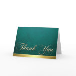 Elegant Teal Texture Modern Gold Thank You Card