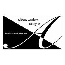 Elegant Tilt Black and White Monogram A Business Card