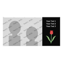 Elegant Tulip Design on Black. Personalized Photo Card
