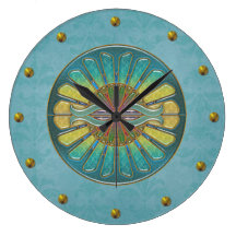 Elegant Turquoise Art Deco Wall Clock