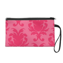 elegant two tone pink damask pattern wristlet purses