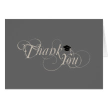 Elegant Type and Cap Graduation Thank You Card