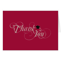 Elegant Type and Cap Graduation Thank You Card:Red