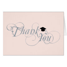Elegant Type & Cap Graduation Thank You Card:Pink