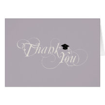 Elegant Type & Cap Graduation Thank You Card:Pur