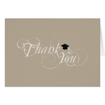 Elegant Type & Cap Graduation Thank You Card:Tan