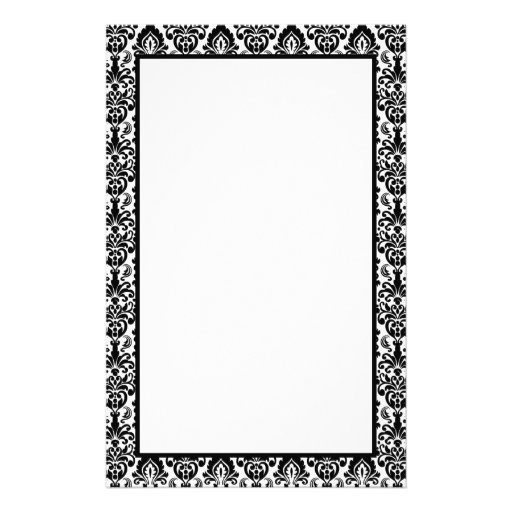 Elegant Victorian Black Lace Damask Pattern Border Custom Stationery