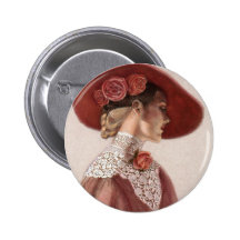 Elegant Victorian Lady Fine Art Vintage Rose Hat Pin