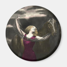 Elegant Vintage Beauty and the Black Stallion Magnets