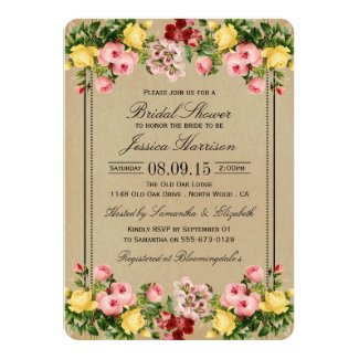 Elegant Vintage Floral Bridal Shower Invitations