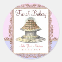 Elegant Vintage French Bakery - Pink, Purple Stickers