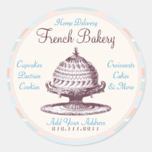 Elegant Vintage French Pastries: Bakery, Cake Shop Sticker