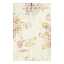 Elegant Vintage  French Pink Floral Chandelier Custom Stationery