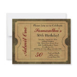 Elegant Vintage Gold Admit One Ticket Invitations
