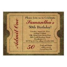 Elegant Vintage Gold Admit One Ticket Invitations