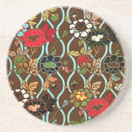 Elegant Vintage Japanese Floral Design Coaster