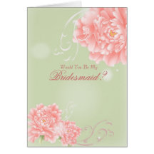 elegant vintage pink Peonies floral bridesmaid Greeting Cards