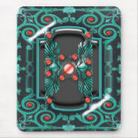 Elegant vintage red turquoise monogram mousepads