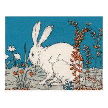 Elegant Vintage White Rabbit Postcards