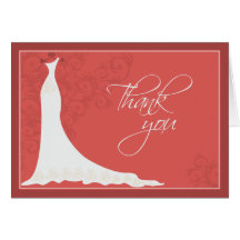 Elegant wedding dress bridal shower thank you card