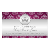 Elegant Wedding Favour Tag Royal Crown Berry Pink Business Card Templates