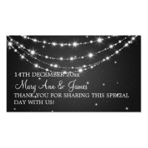 Elegant Wedding Favour Tag Sparkling Chain Black Business Card Template