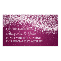 Elegant Wedding Favour Tag Sparkling Wave Plum Business Card Template