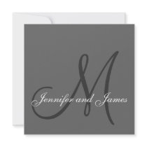 Elegant Wedding Invitations Monogram Names Grey
