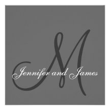 Elegant Wedding Invitations Monogram Names Grey