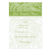 Elegant Wedding Response Cards Floral Leaf Green Business Card Templates
