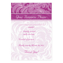 Elegant Wedding Response Cards Floral Leaf Pink Business Card