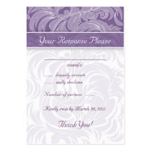 Elegant Wedding Response Cards Floral Leaf Purple Business Card