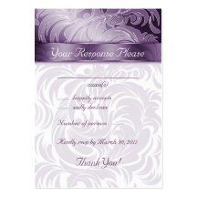 Elegant Wedding Response Cards Floral Leaf Purple Business Card