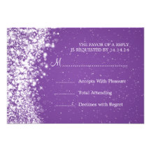 Elegant Wedding RSVP Sparkling Wave Purple Invites