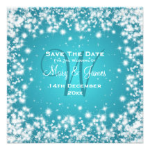 Elegant Wedding Save The Date Winter Sparkle Blue Personalized Announcements