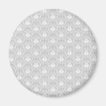 Elegant White and Grey Pattern. Damask. Magnet