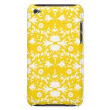 Elegant White Damask Pattern on Gold iPod Touch Case