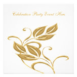 Elegant White Gold Glass Floral All Events Personalized Announcement