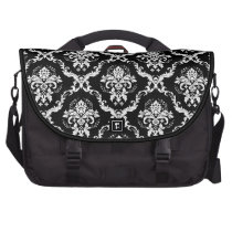 Elegant White on Black Damask commuterbag