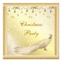 Elegant White Peacock Classy Christmas Party Invitation