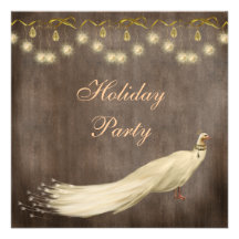 Elegant White Peacock Corporate Christmas Party Invitation