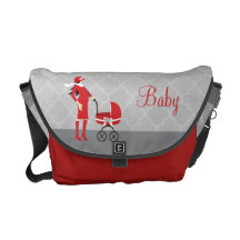 Elegant Winter Grey and Red Baby Messenger Bag