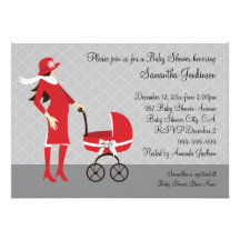 Elegant Winter Grey and Red Baby Shower Personalised Announcement