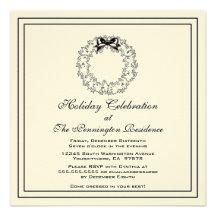 Elegant wreath christmas holiday party invitation