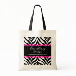 Elegant Zebra Print and Pink Lace Personalised Bag